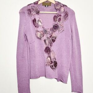 Zuza Bart Art to Wear Handmade Lavendar Wool Sweater RARE Sz M